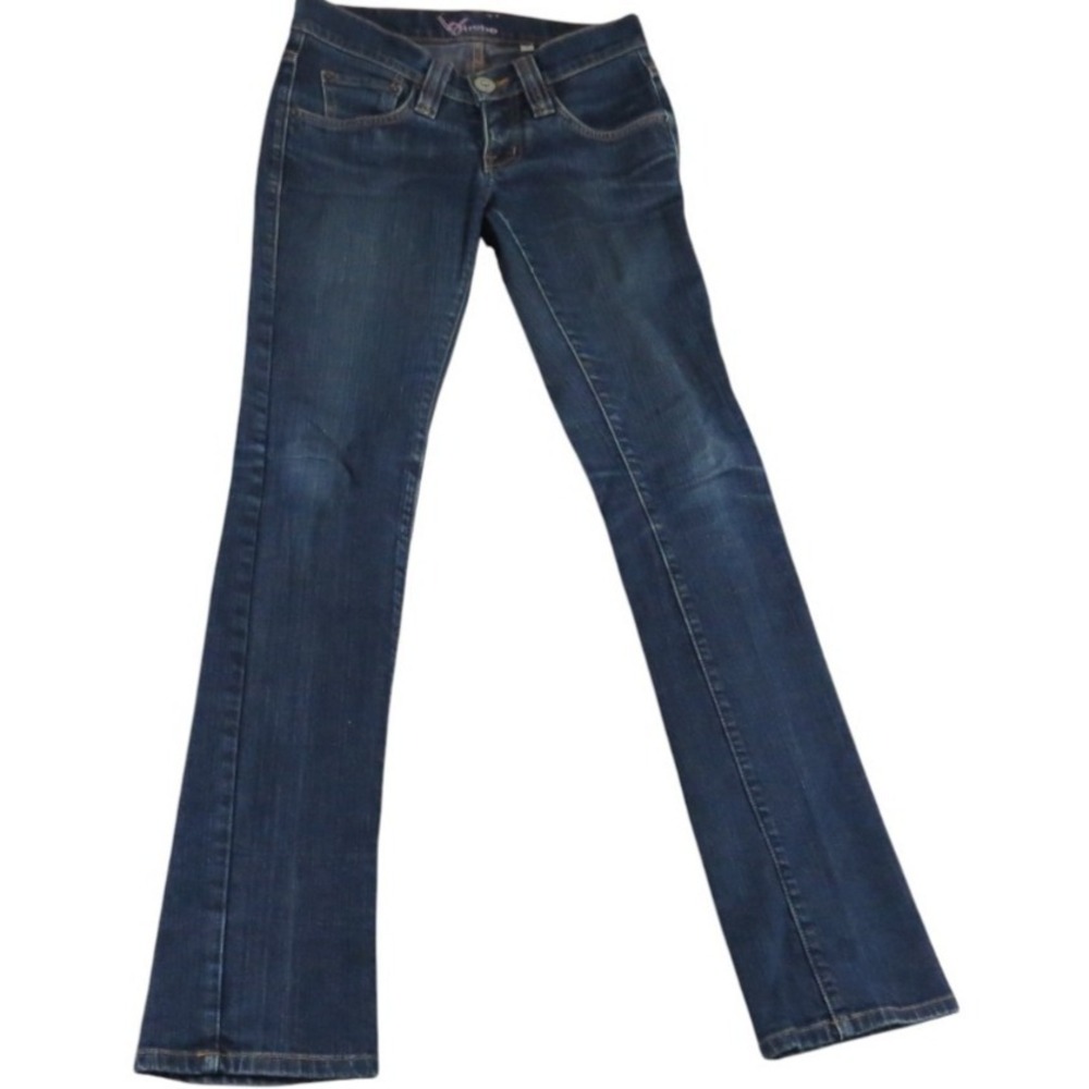 Bebe Jeans Blue 26x32 Women Skinny Low Rise Rhinestone Bling Made In USA Y2K Vtg